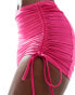 Vila ruched front swim skirt co-ord in bright pink