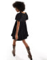 Monki short balloon sleeve mini dress in black