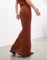 ASOS EDITION fine knit sheer maxi skirt co-ord in rust