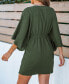 Women's Light Brown V-Neck Kimono Sleeve Mini Beach Dress