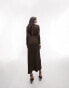 Topshop ruched keyhole slinky jersey midi dress in chocolate