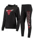 Женская пижама Concepts Sport Womens Heathered Black Chicago Bulls Hoodie and Pants Sleep Set