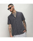 Men's Charcoal Grey Self-Design Block Shirt