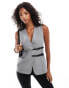 ASOS DESIGN longline belted waistcoat in grey