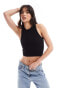 Stradivarius high neck seamless ribbed vest top in black