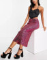 Topshop sequin midi skirt in hot pink