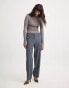 NA-KD high neck fine knit top in grey