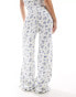 ASOS DESIGN waffle wide leg trouser co-ord in floral and blueberry print