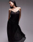 Topshop sheer pintuck waist maxi dress in black