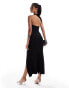 ASOS DESIGN wrap around neckline maxi dress with ruched skirt in black