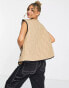 Noisy May contrast trim quilted gilet in beige