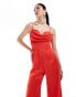 Jaded Rose satin corset jumpsuit in red