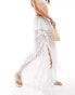 Aria Cove semi sheer ruffle trim chiffon maxi beach skirt in white