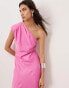 ASOS EDITION one shoulder seam detail maxi dress with full skirt in pink