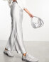 New Look satin maxi skirt in silver