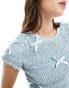 ASOS DESIGN shirred baby tee with bows in baby blue