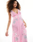 Maya v neck embellished maxi dress in pink