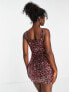 Miss Selfridge sequin wide strap bodycon mini dress in red