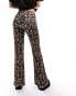 ONLY ribbed flared trousers in leopard print