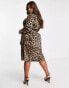 Vero Moda Curve long sleeve midi dress animal print