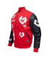 Men's Snoopy Red Peanuts Cotton Heart Full-Zip Varsity Jacket