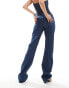 Lioness denim low rise flared leg jeans co-ord in dark blue pinstripe