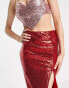 Collective the Label exclusive midaxi sequin skirt in red