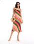 Nobody's Child Cece satin midaxi dress in multi colour stripe