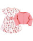 Toddler Girls Organic Cotton Dress and Cardigan, Pink Flamingo