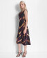 Women's Printed Sleeveless Cowlneck Midi Dress