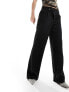 JDY wide leg button detail pleated trousers in black