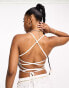 Pimkie cross back detail crop top in white