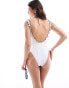 The Frolic omura lettuce edge ruched bust swimsuit in off white with black contrast