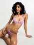 Weekday Deep tanga bikini bottom in pink ripple print exclusive to ASOS