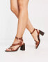 ASOS DESIGN Wide Fit Halter studded mid heeled sandals in tan