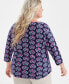 Style & Co Plus Size Printed Cotton Square-Neck Top, Created for