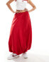 ASOS DESIGN poplin bubble hem maxi skirt in red