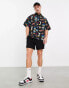 ASOS DESIGN boxy oversized shirt in black photographic print