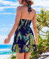 Women's Green Tropical Dual Strap Ruffle Hem Mini Beach Dress