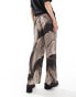 Vero Moda Tall plisse wide leg trousers in brown abstract print