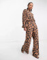 Never Fully Dressed wide leg jumpsuit in leopard print