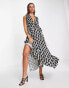 Topshop running spot pinny maxi dress in mono