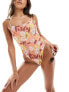 Brave Soul retro floral print swimsuit in pale pink