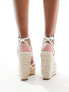 Glamorous Wide Fit espadrille wedge heeled sandals in white