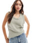 & Other Stories alpaca blend chunky loose knit tank top in light khaki