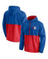 Men's Royal, Red Philadelphia 76ers Anorak Block Party Windbreaker Half-Zip Hoodie Jacket