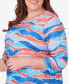 Plus Size Neptune Beach Crew Neck Beach Wave Top