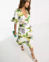 AX Paris flutter sleeve wrap midi dress in floral