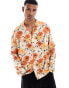 ASOS DESIGN relaxed revere shirt with retro floral print in orange