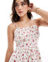 Wednesday's Girl chintzy floral corset mini dress in white and red